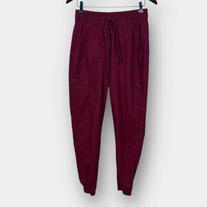 Scrubstar Women's Jogger Scrub Pants S Wine Drawstring Cargo Zipper Pocket